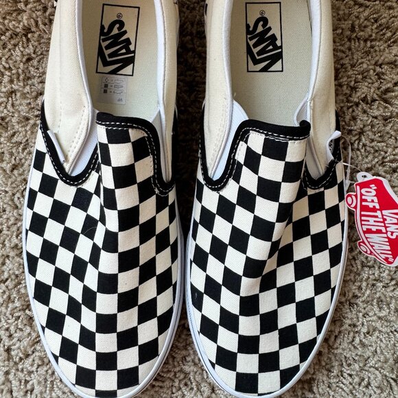 Vans Shoes - Vans Classic Slip-On Checkerboard Wide Shoe. Womens 10.5, Mens 9 NWT.